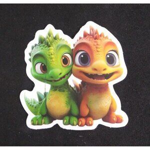 10/$10 Adorable Baby Animal Twins Dinosaurs Sticker 2" (O)